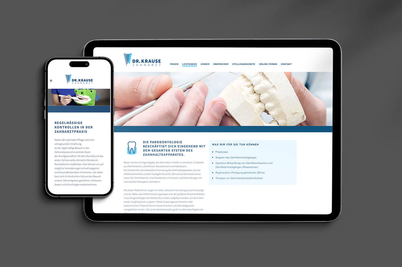 Perschin Grafikdesign Bielefeld Webdesign Dr. Krause Zahnarzt