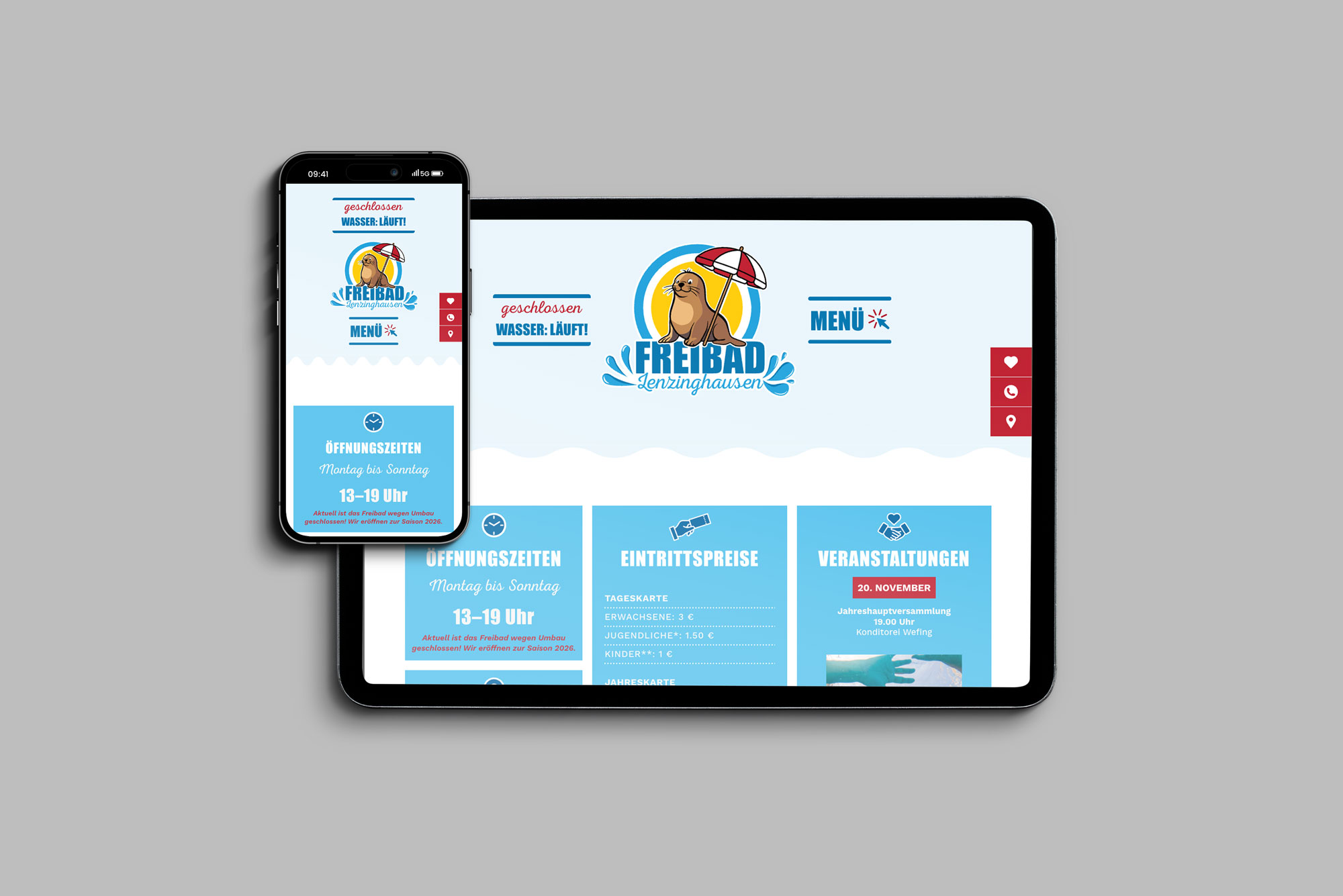 Webdesign Freibad Lenzinghausen Rebrand Perschin Grafikdesign Spenge